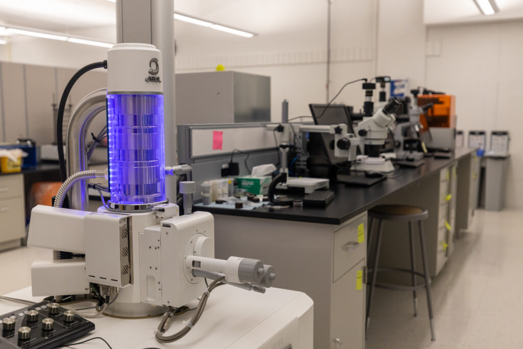Machines on tables in the AMIC lab