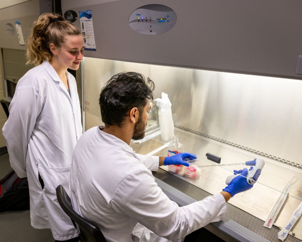 Researchers running tests at a Mohawk College lab